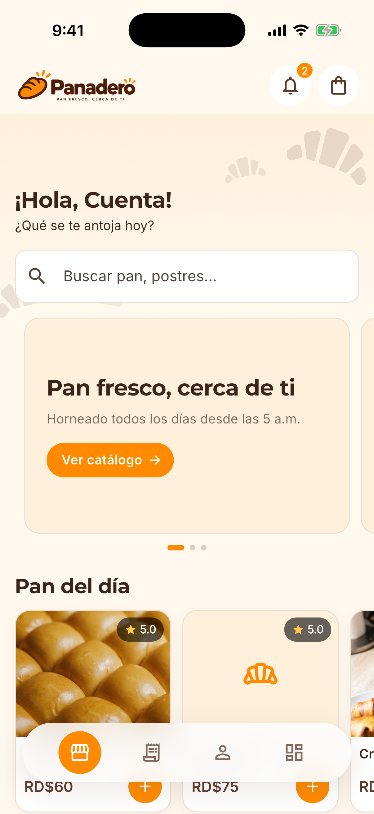 Pantalla de la app