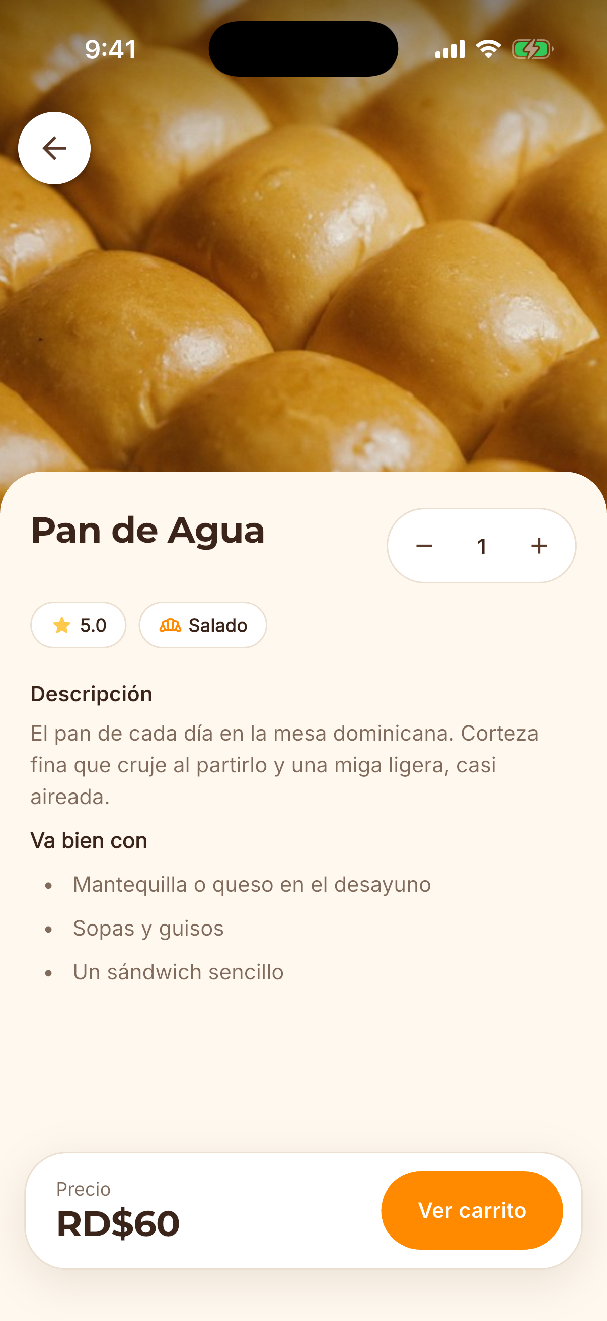 Pantalla de la app