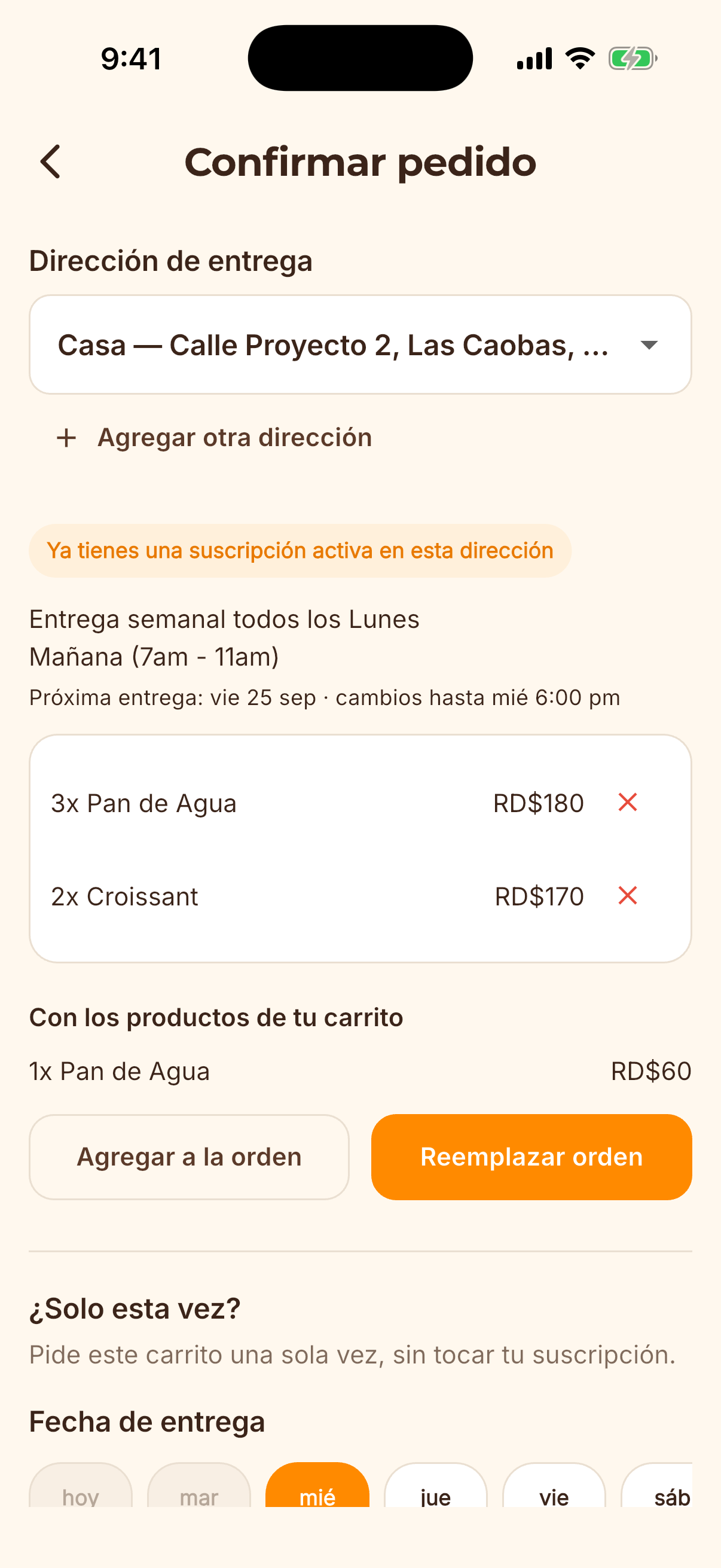 Pantalla de la app