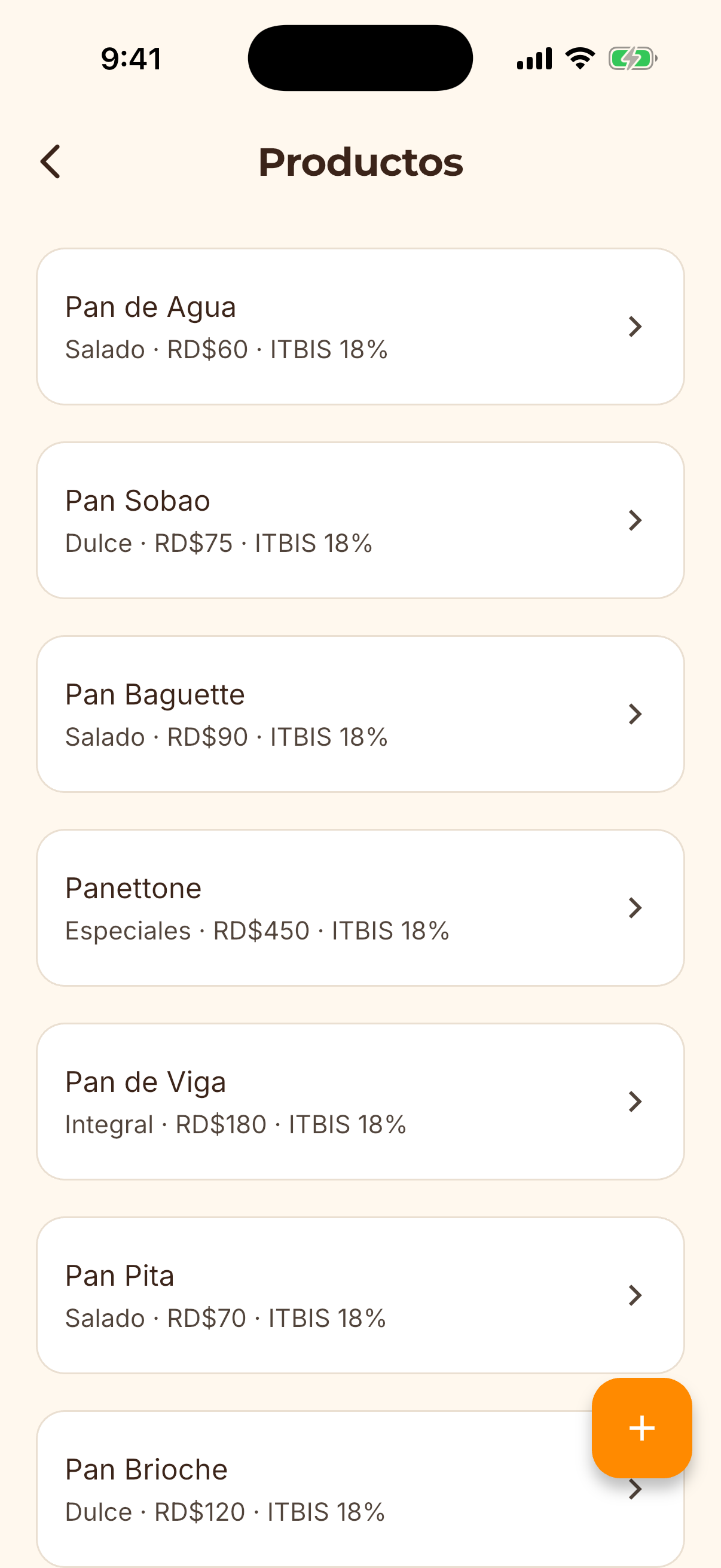 Pantalla de la app