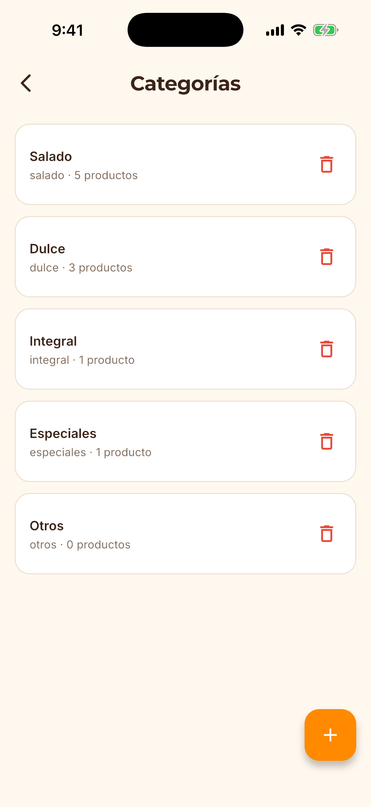 Pantalla de la app