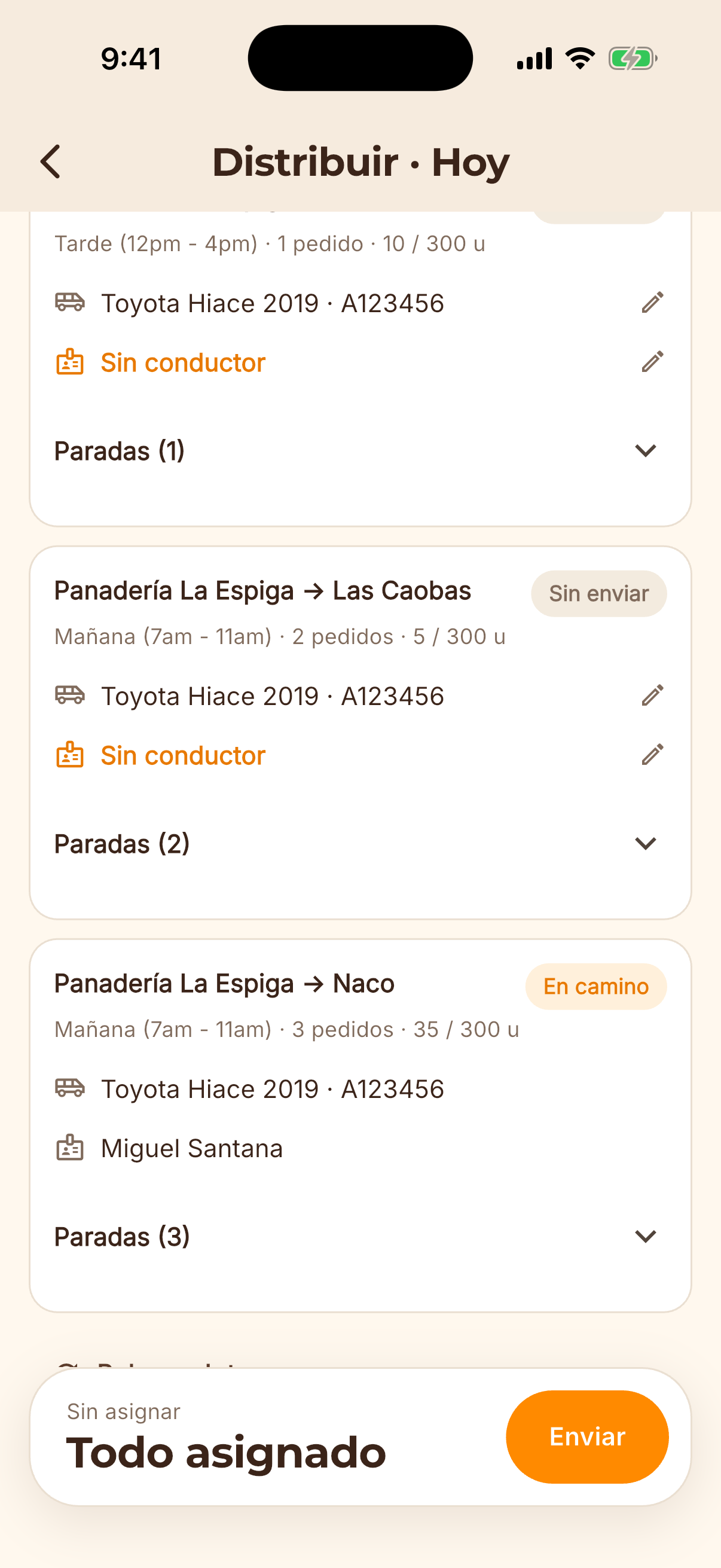 Pantalla de la app