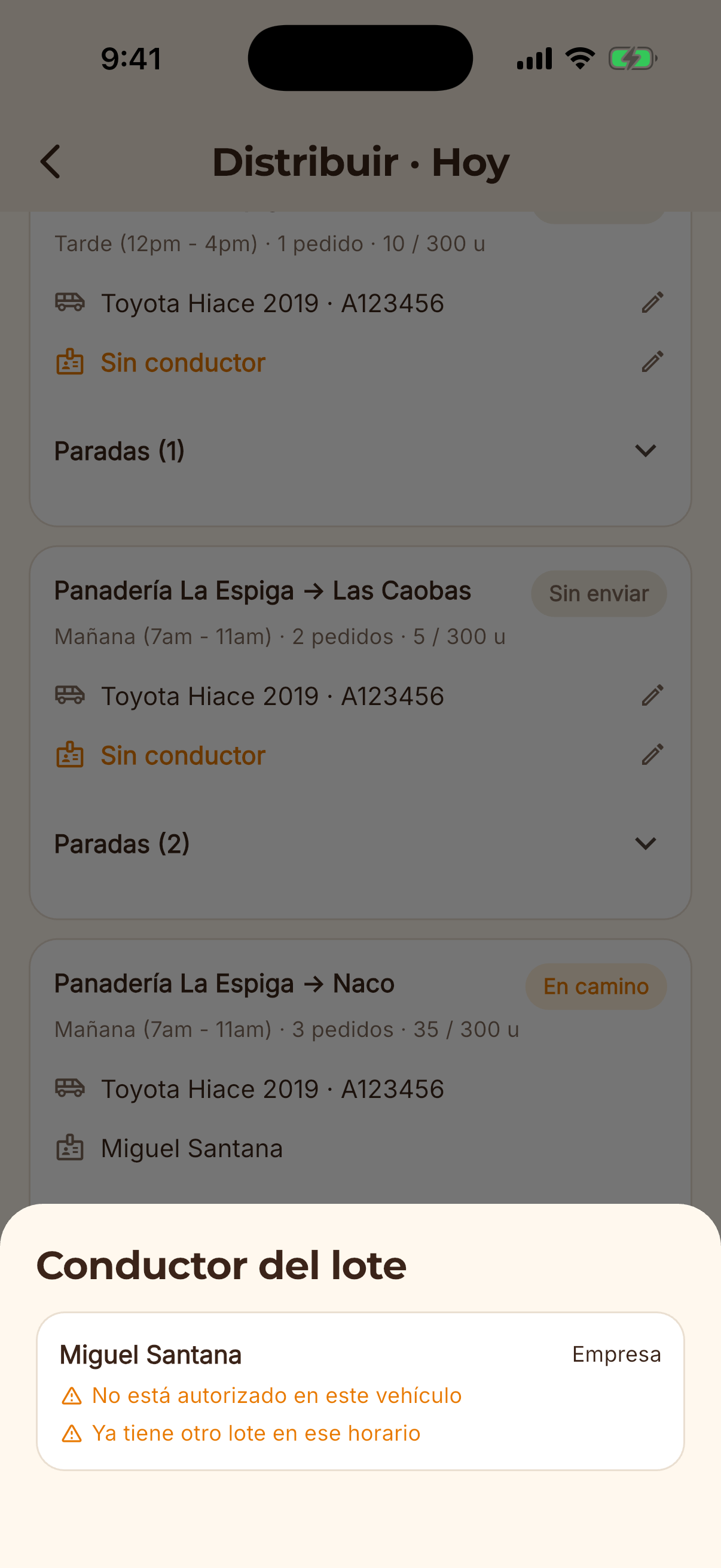 Pantalla de la app