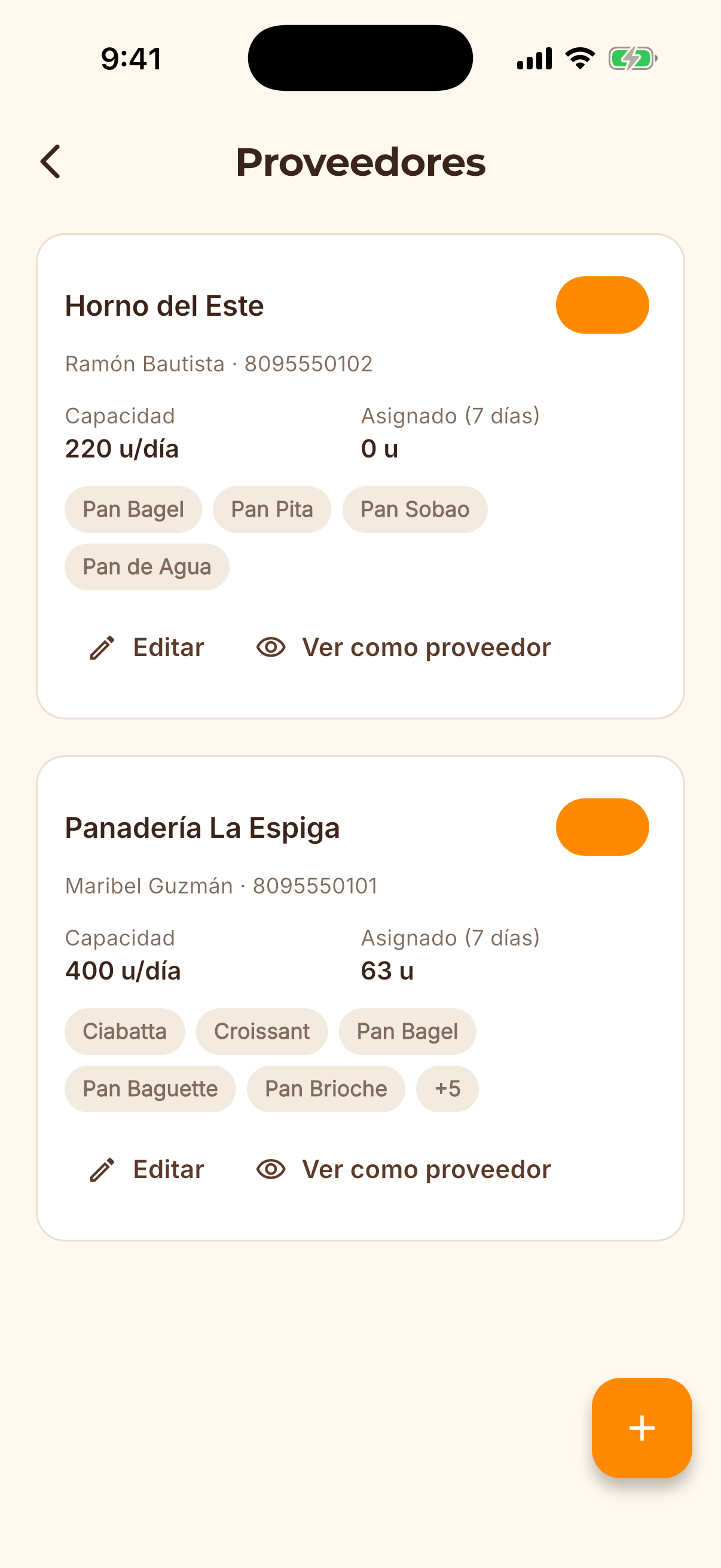 Pantalla de la app