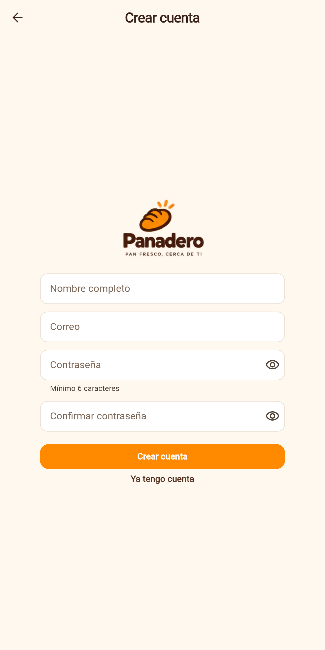 Pantalla de la app